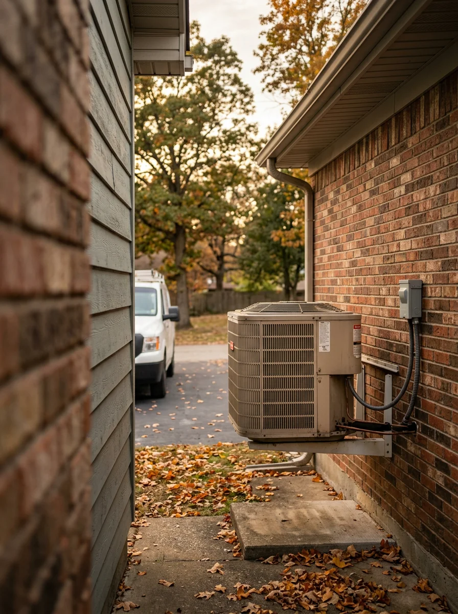 Modern HVAC technician servicing heating and cooling system in Herculaneum home